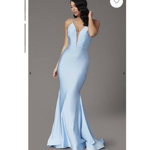 sky blue prom dress with adjustable tie from JVNX by Jovani size 0